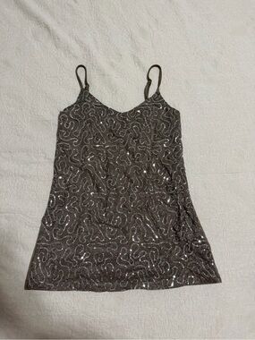 Sequined Spaghetti Strap in Taupe